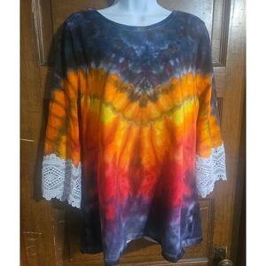 Charter Club Tie Dye Lace Trim Sleeves